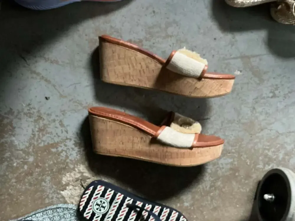 Coach Jazmin Platform Wedge Sandals in Tan Canvas and Cork size 11